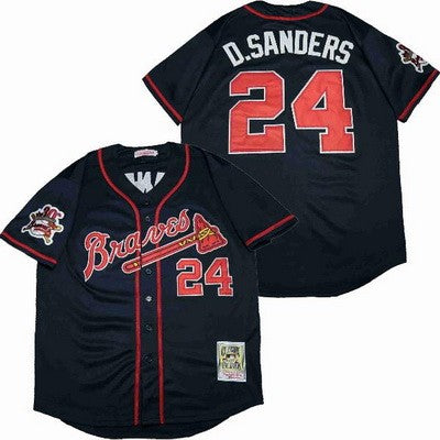 At Auction: MLB Atlanta Braves Nike #24 Sanders Jersey - Mens Medium