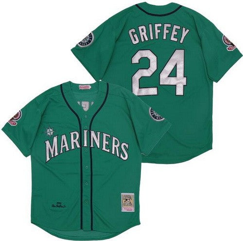 Ken Griffey Jr. SEATTLE MARINERS #24 Throwback 2 PATCH SEWN WHITE JERSEY  NEW XL