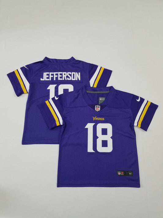 Kids/Toddlers Minnesota Vikings #18 Justin Jefferson Stitched Jersey