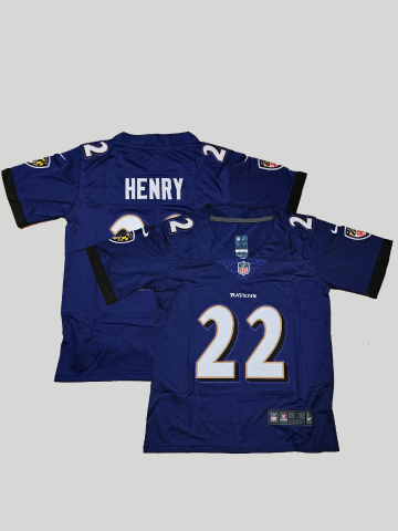 Kids Baltimore Ravens #22 Derek Henry Stitched Jersey