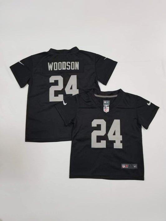 Kids/Toddlers Oakland Raiders #24 Charles Woodson Stitched Jersey